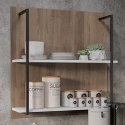 Aparador Cantinho do Café e Painel 2 Prateleiras Flora Z34 Branco/Frei