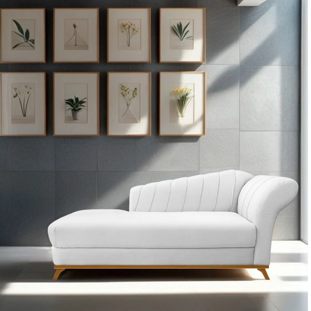 Recamier Vanessa 185cm Lado Esquerdo Suede Branco - ADJ Decor