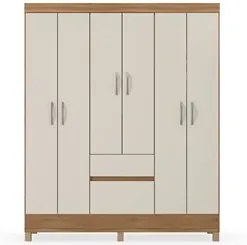 Guarda Roupa Casal 6 Portas 2 Gavetas Flash II D02 Amendola/Off White
