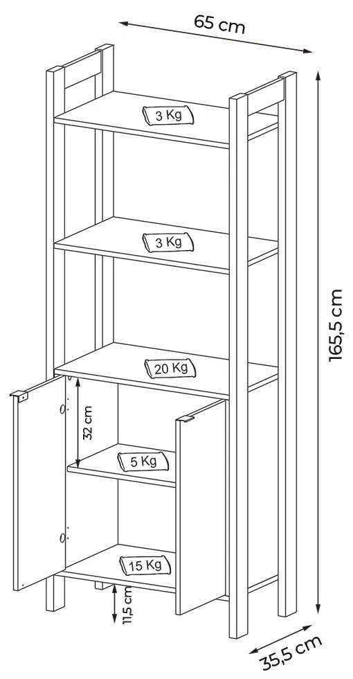 Armário Alto para Escritório Home Office AZ1009 MDP Branco/Nogal G69 - Gran Belo