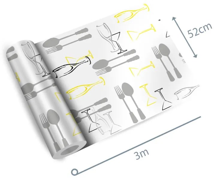 Adesivo casual talheres amarelo cinza e preto