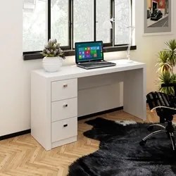 Mesa Para Computador 3 Gavetas ME4102 Branco - Tecno Mobili
