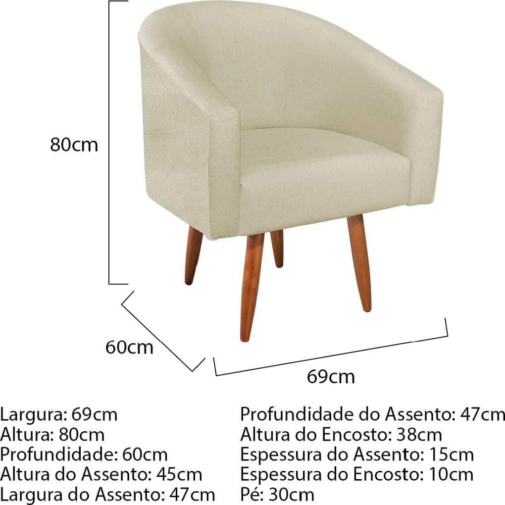Poltrona Decorativa Sala de Estar Recepção Luiza Pés Palito Suede - ADJ Decor