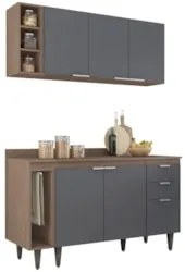 Armário de Cozinha CP12 e Tampo 118cm Pérola M24 Freijó/Grafite - Mpoz