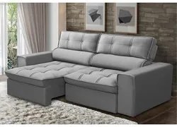 Sofá Retrátil Reclinável 3 Lugares 200cm Blanches F05 Veludo Prata - M