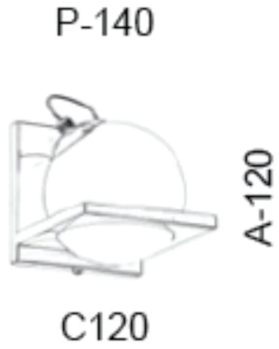 Arandela C/ Globo Apoio 12X14X12Cm Metal E Vidro 1 X G9 Globo Ø12Cm |O... (CROMADO, FOSCO)