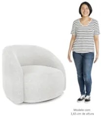 Poltrona Decorativa Orgânica Giratória Kit 2 Lya Z32 Boucle Branco - M