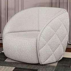 Poltrona Decorativa para Sala 90cm Tressê Zion M22 Boucle Branco - Mpo