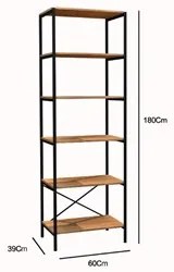 Estante Livreiro Multiuso Estilo Industrial 180cm 6 Prateleiras Trento