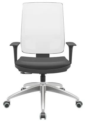 Cadeira Office Brizza Tela Branca Assento Vinil Preto RelaxPlax Base Aluminio 120cm - 63841 Sun House