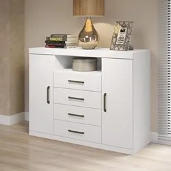 Cômoda 2 Portas 4 Gavetas Master Branco - Santos Andirá