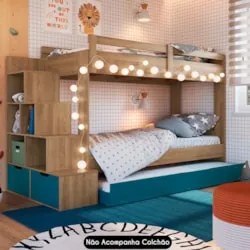 Treliche Infantil Com Escada e Nichos Infix C06 Aveiro/Azul - Mpozenat