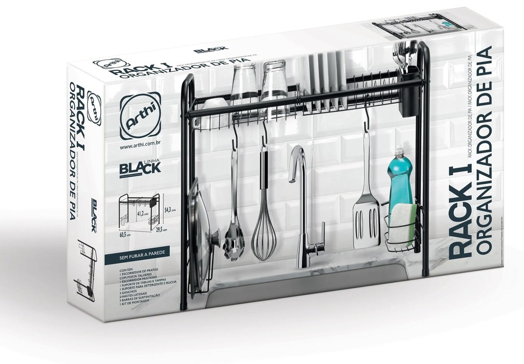Organizador De Pia Rack I - Preto