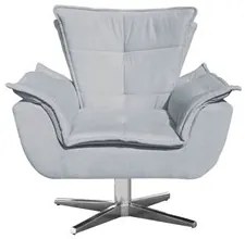 Kit 2 Poltronas Decorativas Base Giratória Cromada com Puff Opla Suede