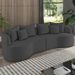 Sofá 3 Lugares 210cm Orgânico Quito Z08 Veludo Cinza Escuro - Mpozenat