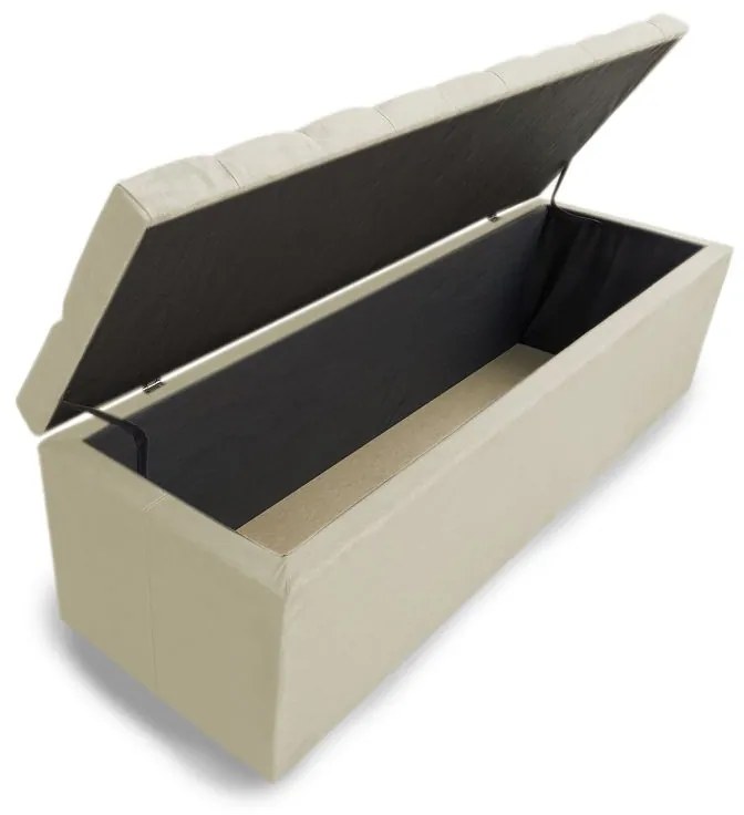Calçadeira Baú Casal 140cm Nicole Capitonê Suede Bege - Sheep Estofados - Bege