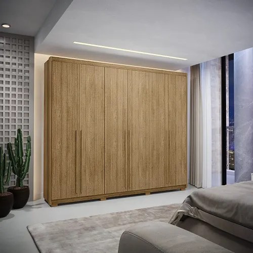 Guarda Roupa Dubai Majestic 6 Portas e 3 Gavetas Nature - Vila Rica Móveis