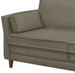 Sofá Living 3 Lugares 220cm Pés Madeira Efraim F05 Veludo Castor - Mpo