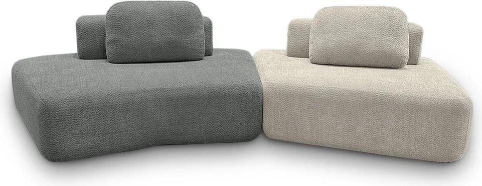 Sofá Ilha Sala de Estar Modulado Dakota Encosto Almofadas Soltas Bouclê Rústico Cinza/Greige G33 - Gran Belo