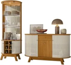 Cristaleira de Vidro Melina e Buffet Toni Z10 Off/Cinamomo - Mpozenato