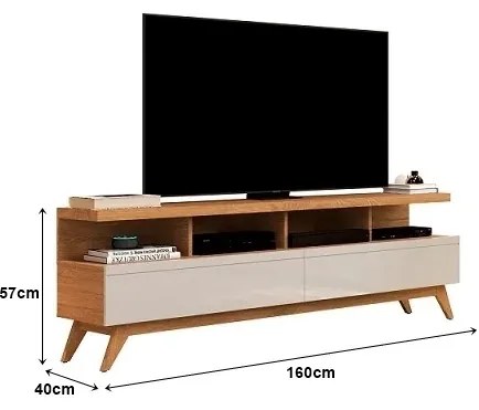 Rack Vivare 1.6 Wood Nature/Off White - Giga Móveis