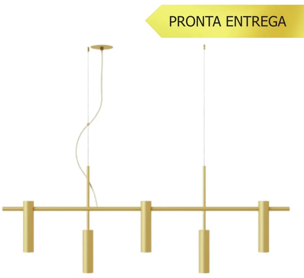 Pendente Retângular 101X3,8X36,5Cm Tubo Desalinhado Alumínio 5Xmr11 -... (PRETO)