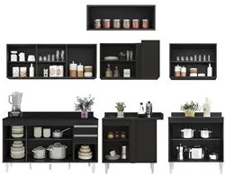 Armário de Cozinha Modulado de Canto 7 Peças CP23 Balcão com Tampo Pre