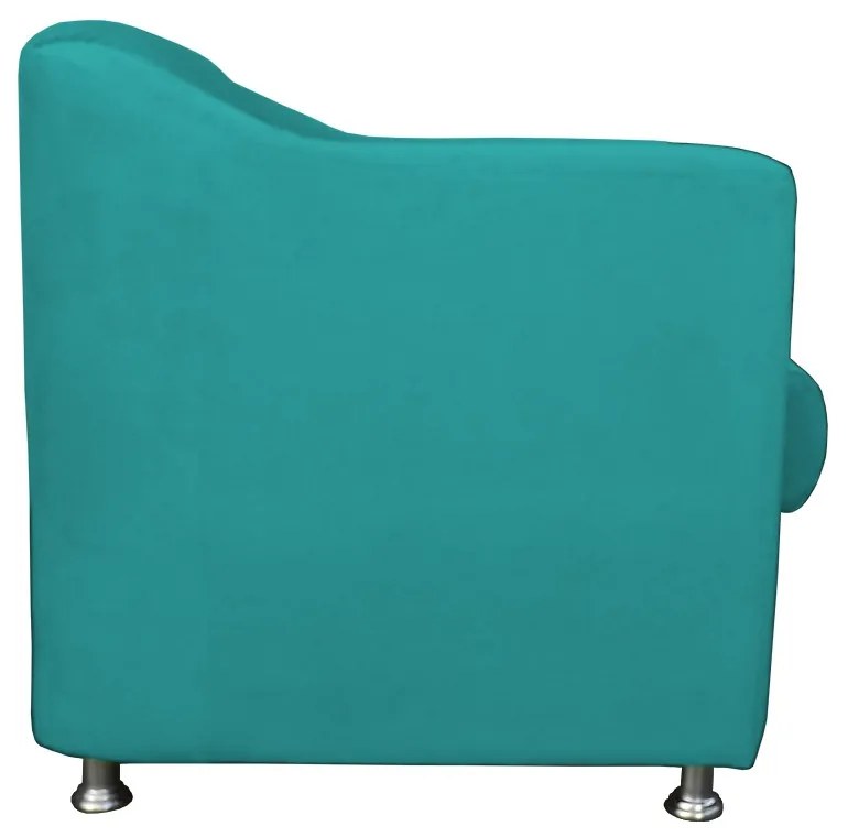 Poltrona Puff Cecilia Suede Liso Sala Recepção Azul Tifanny