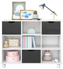 Nicho Organizador com Rodízios Toys 3 Gavetas Q01 Branco/Preto - Mpoze