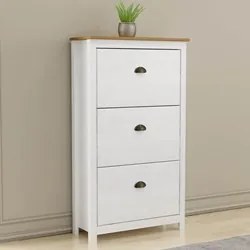 Sapateira de Madeira 3 Portas 70cm Estilo Americano Lázio F07 Branco/C
