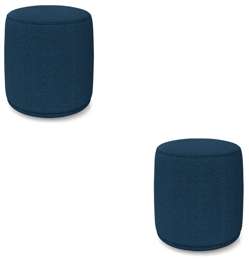 Puff Redondo Orgânico para Sala kit 2 Malu Bouclê M11 - D'Rossi - Azul