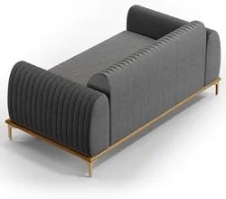 Sofá 150cm 2 Lugares Base Gold Molino D06 Linho C-416 Cinza Escuro - M
