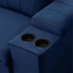 Sofá Retrátil Reclinável 3 Lugares 225cm Baluart F05 Veludo Azul - Mpo