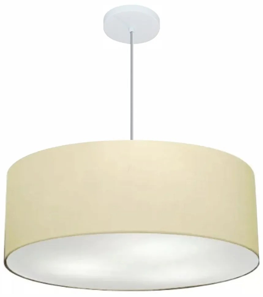 Lustre Pendente Cilíndrico Md-4079 Cúpula em Tecido 60x21cm Algodão Crú - Bivolt
