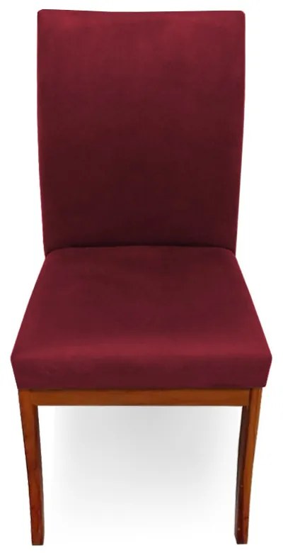 Conjunto 4 Cadeiras Raquel para Sala de Jantar Base de Eucalipto Suede Bordô