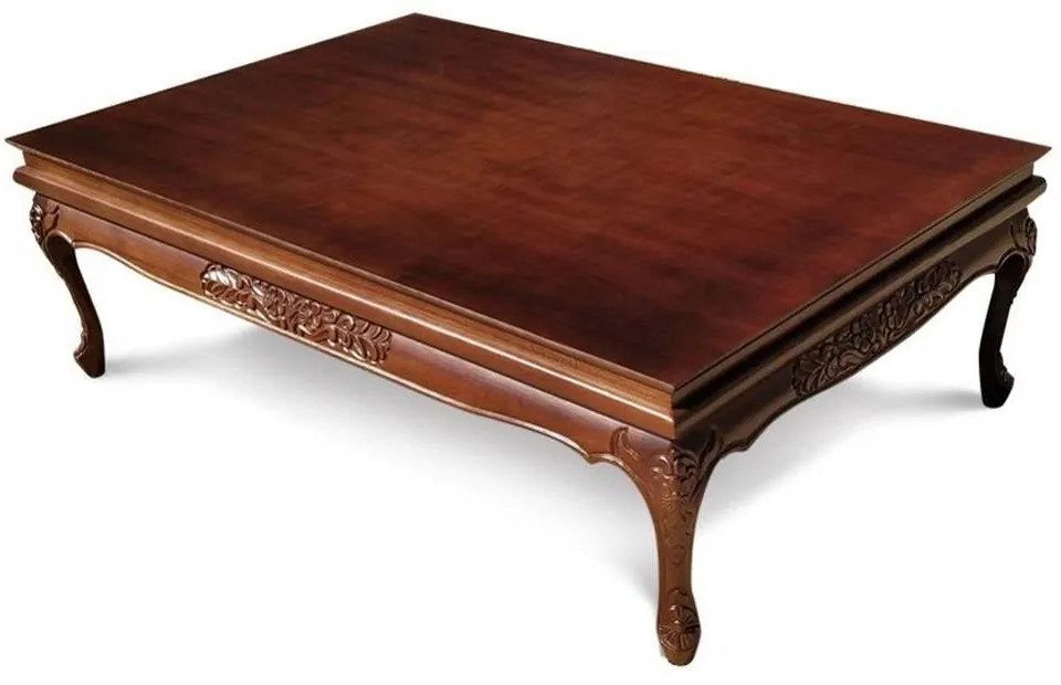 Mesa de Centro Provençal Pés Luís XV Madeira Maciça Eucalipto Entalhada Design de Luxo Peça Artesanal