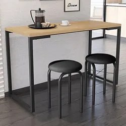 Conjunto Mesa de Cozinha Prattica Industrial 120cm com 2 Banquetas F02