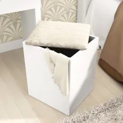 Puff Decorativo Baú 37,5cm Branco/Floral Pérola - Tecno Mobili