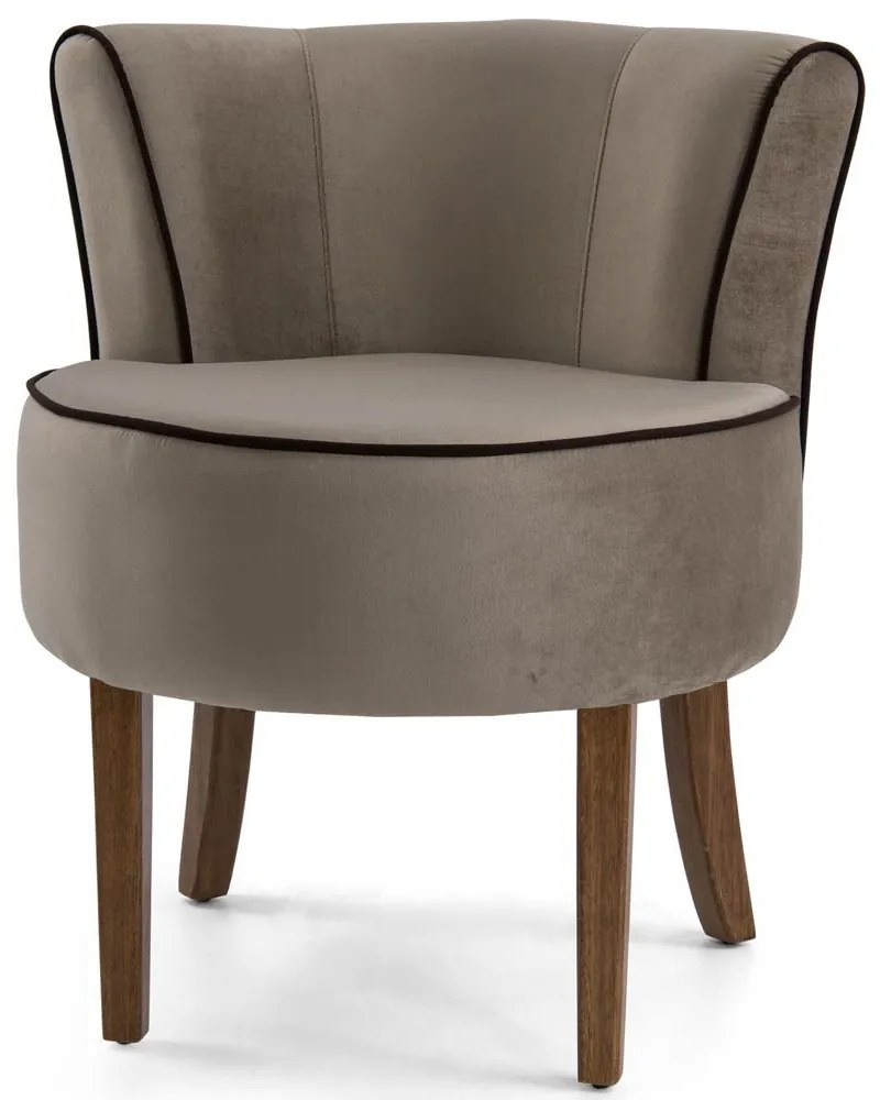 Kit 02 Poltronas Decorativas Sala de Estar Base de Madeira Ayla Veludo Marrom Claro G15 - Gran Belo