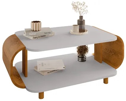 Mesa De Centro Floripa Off White/Naturalle - Bechara Móveis
