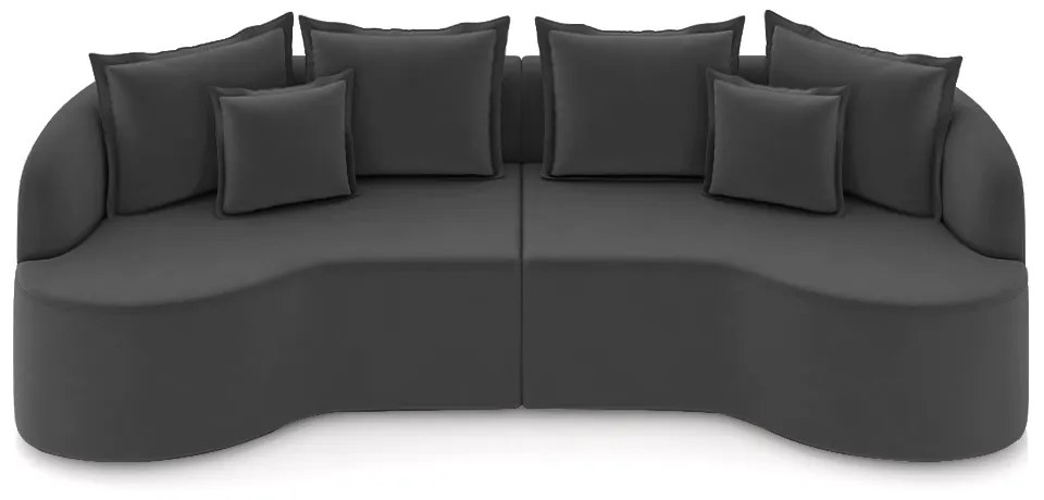 Sofá Living Decorativo Salinas 4 Lugares com Almofadas 270cm Modulado Veludo Grafite G33- Gran Belo