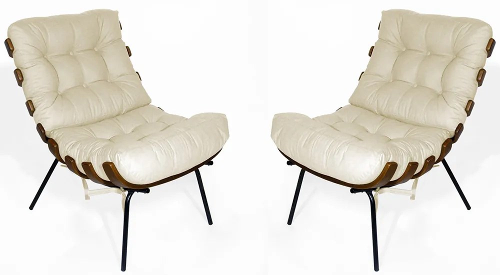 Kit 2 Poltrona Decorativa Costela Suede Bege
