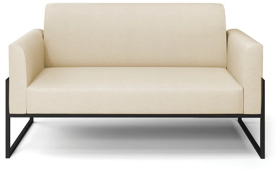 Sofá Namoradeira Base Industrial Alta Preto Marisa Linho Bege A19