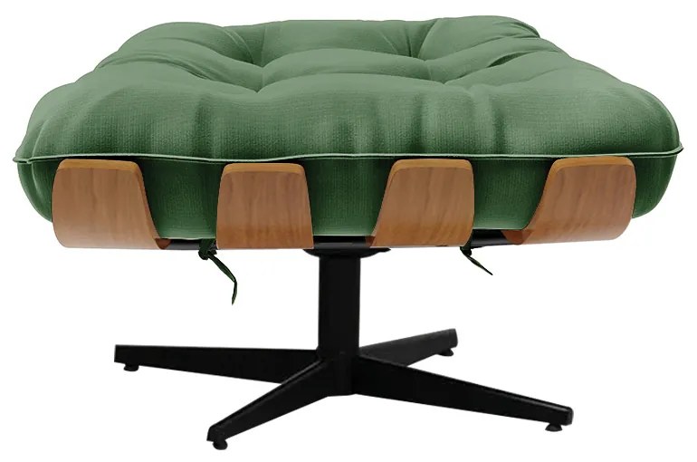 Kit 02 Puffs Giratório Costela Suede Base Cromada Preto - D'Rossi - Verde