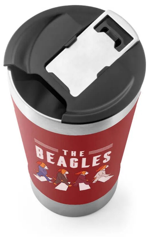 Copo Térmico The Beagles Com Tampa e Abridor Chopp - Vermelho