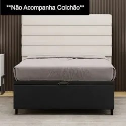 Base para Cama Box Baú Casal 138x188cm Hit Z04 Suede Preto - Mpozenato