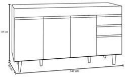 Balcão Gabinete para pia sem Tampo 150cm Marrocos Branco - Lumil