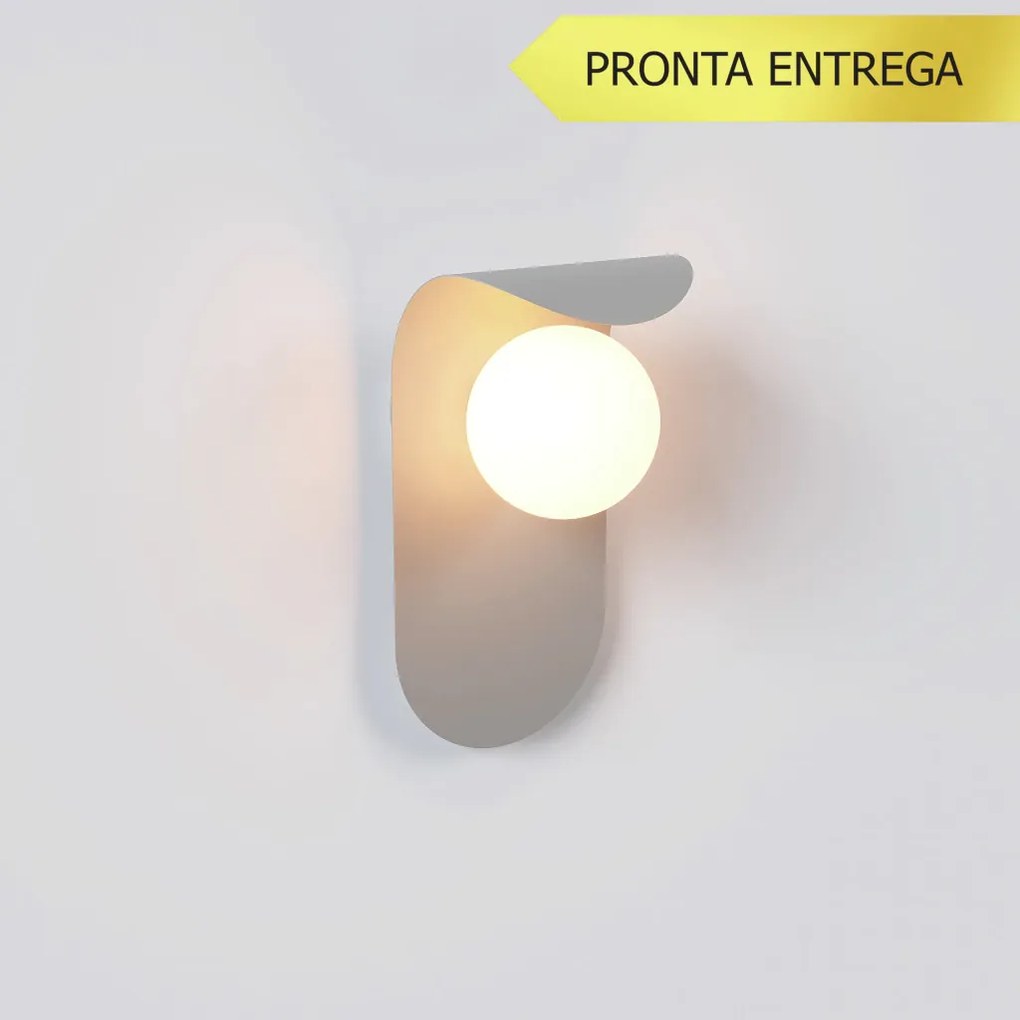 Arandela Wave 14X14X28Cm Aluminio E Globo Ø10Cm Rosca 01Xg9 - Qimporta... (PRETO)