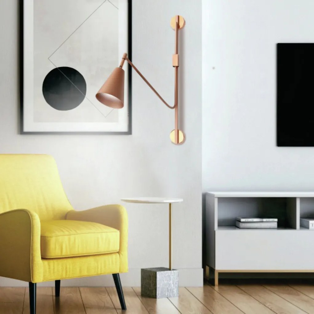 Arandela Choice Articulada 52X12X60Cm 1Xe27 - Old Artisan Ar-5557 (GRAFITE / COBRE BRILHO)