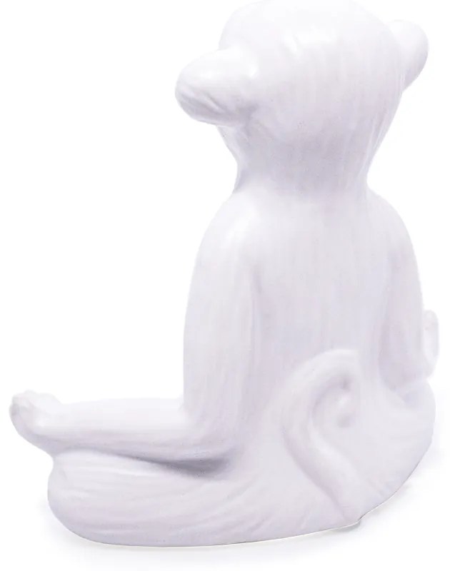 Enfeite Decorativo Macaco Yoga Meditação Cerâmica Branco 17 cm F04 - D'Rossi